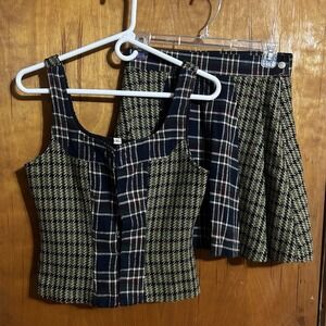 Warp and Weft Corset And‎ Mini Skirt Wool  Sz Small handmade artisan Sample RARE